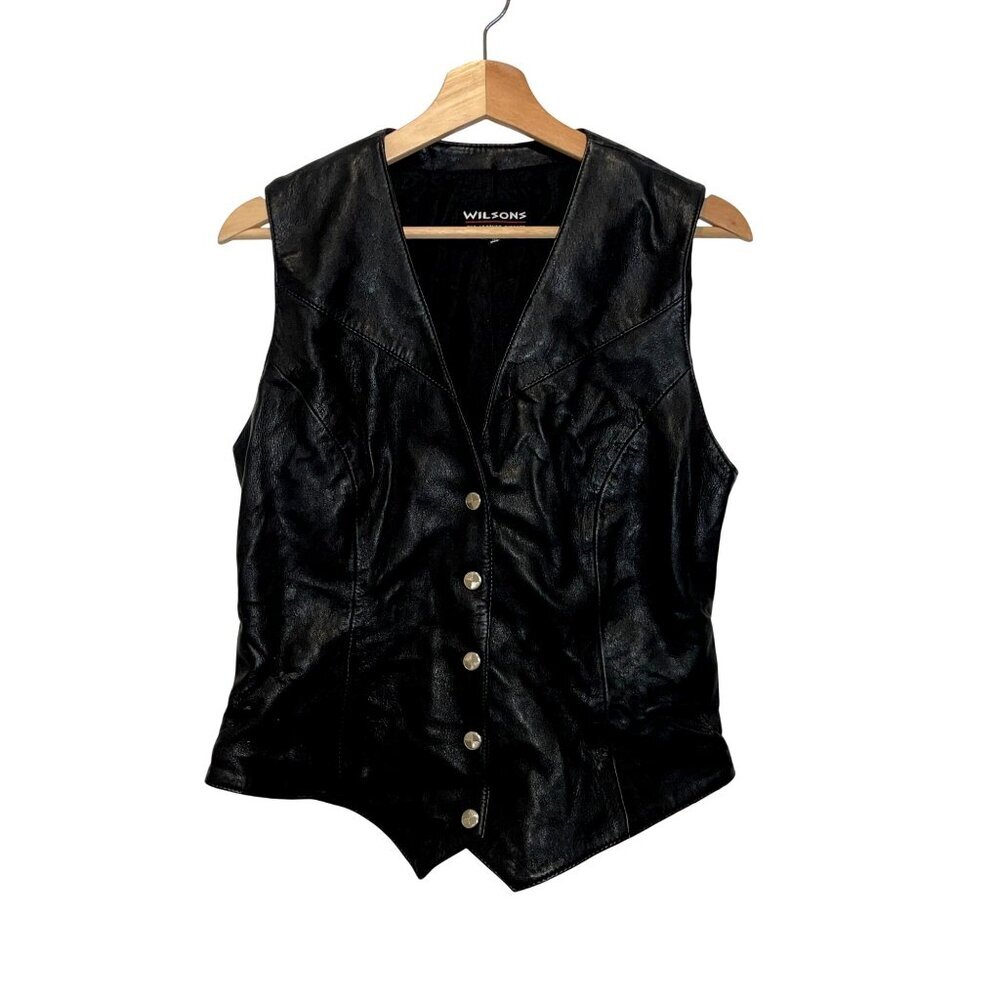 Vintage Wilsons Leather Black Vest  Size Medium M